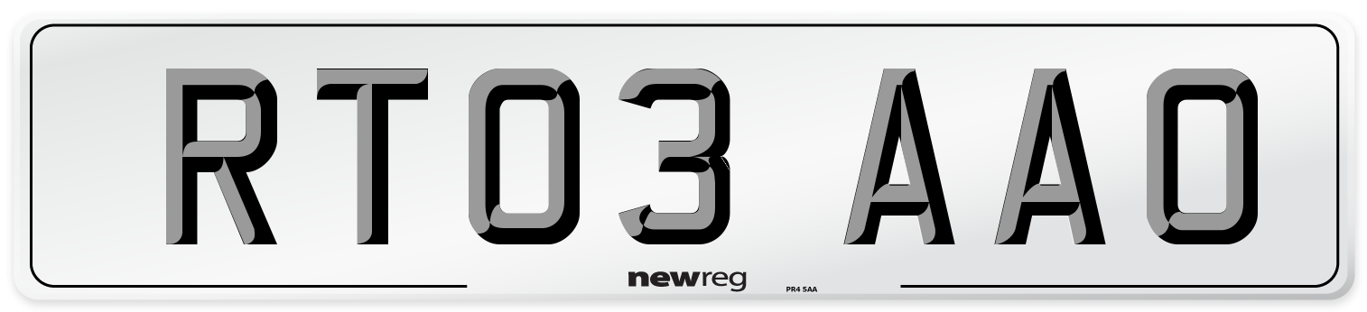 RT03 AAO Number Plate from New Reg